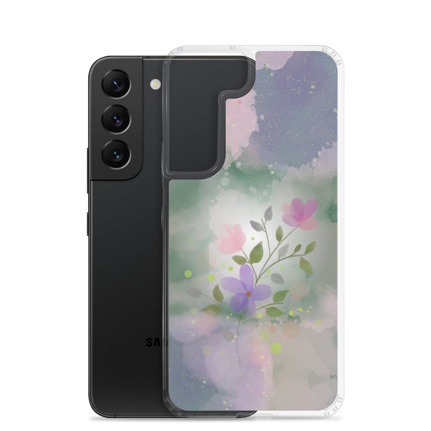 abstract Samsung phone case, flowers on mixed colour Bg