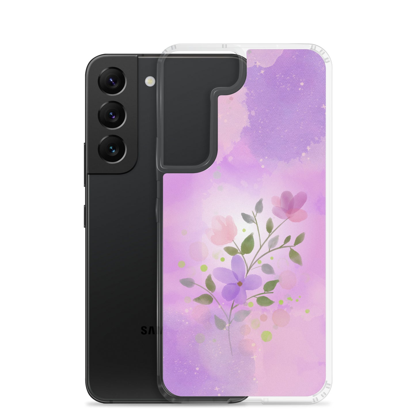 abstract Samsung phone case, flowers on pink Bg