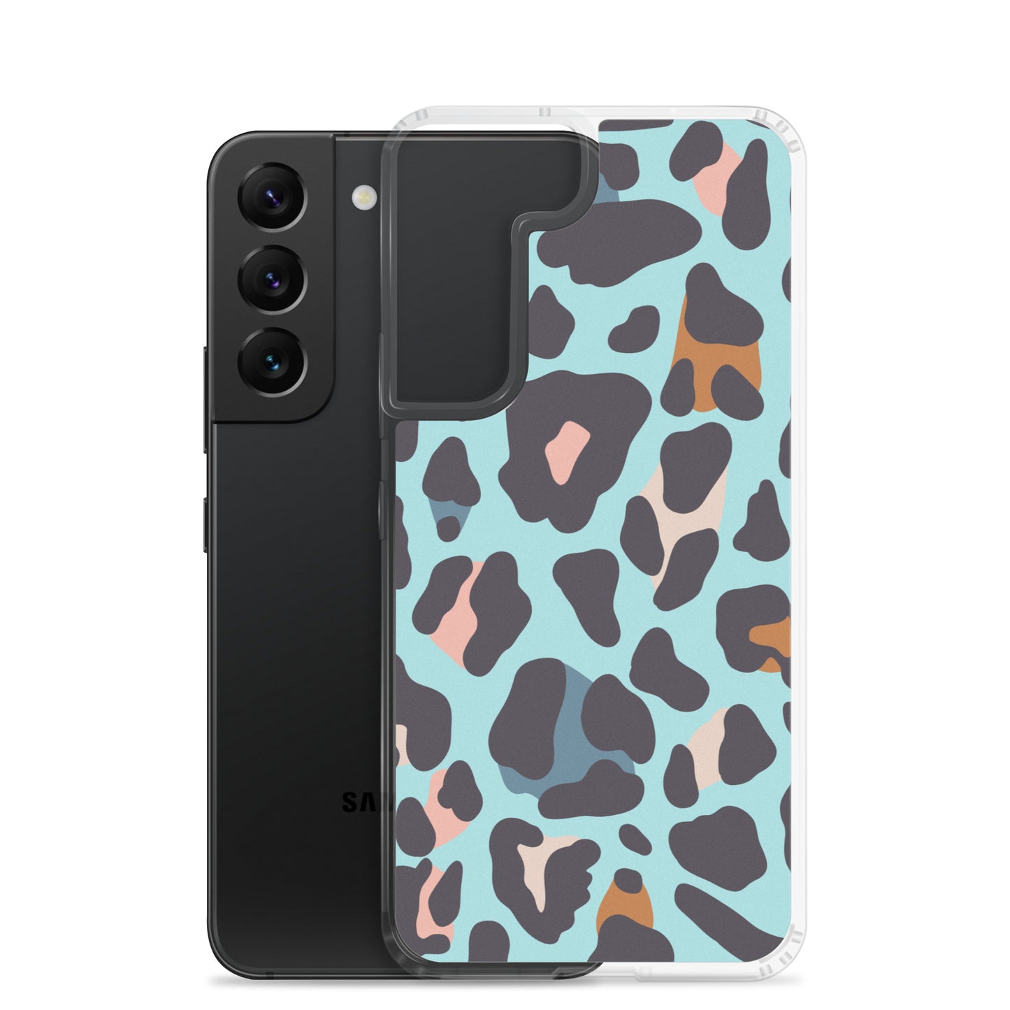 abstract Samsung phone case blue leopard print