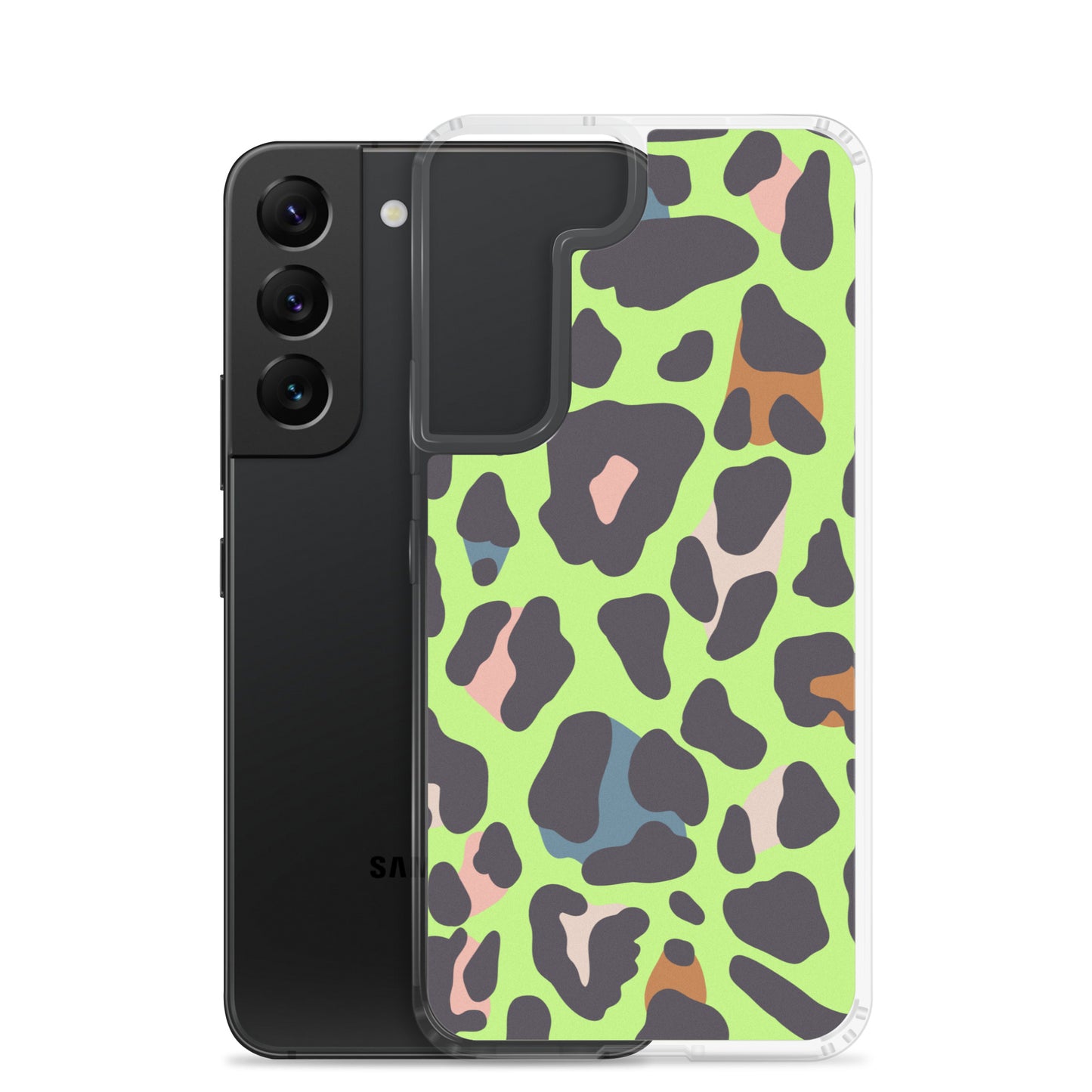 abstract Samsung phone case green leopard print