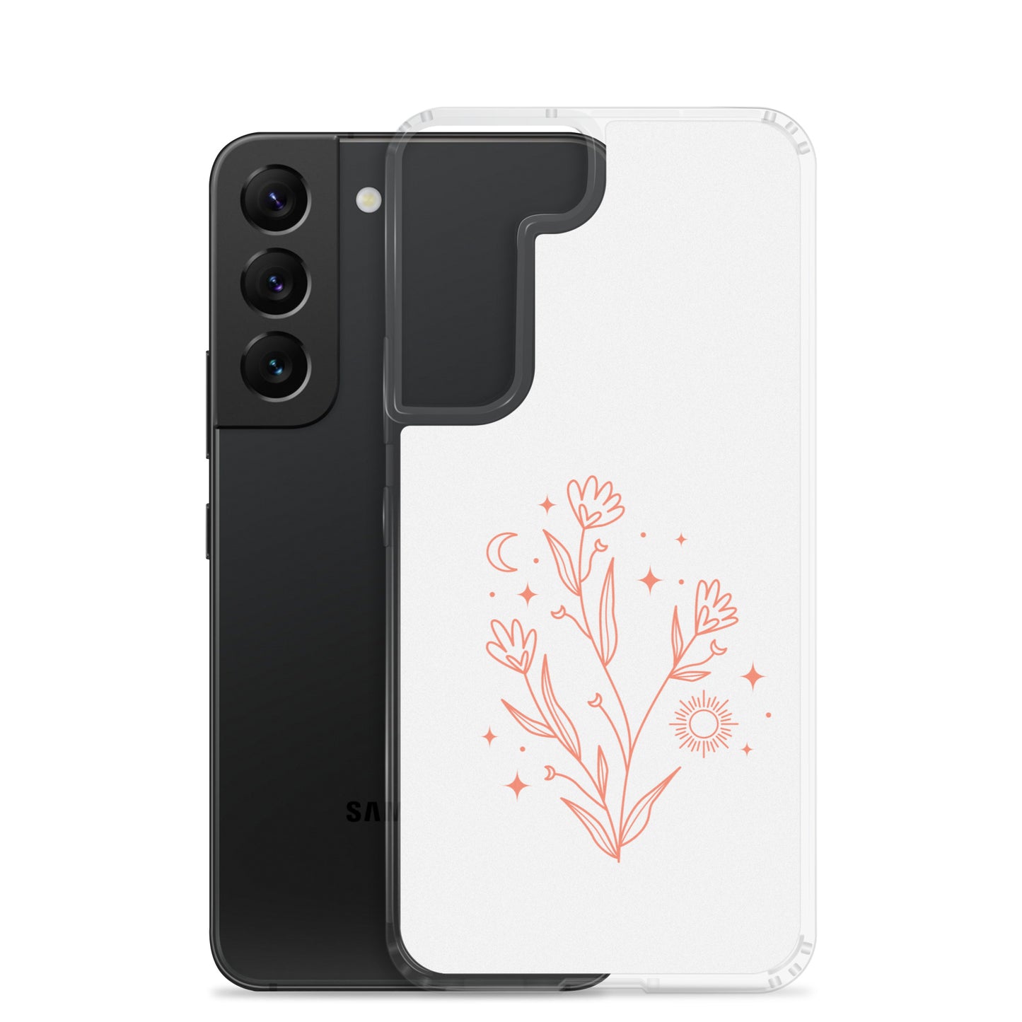 abstract Samsung phone case flowers on white Bg