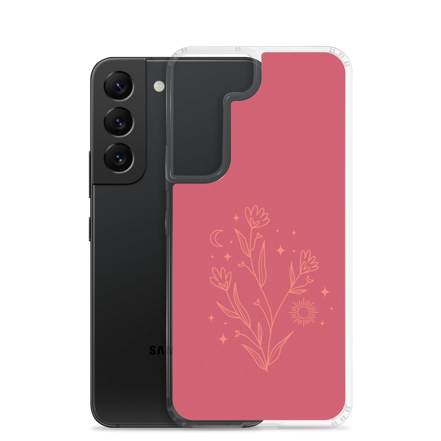 abstract Samsung phone case flowers on red Bg