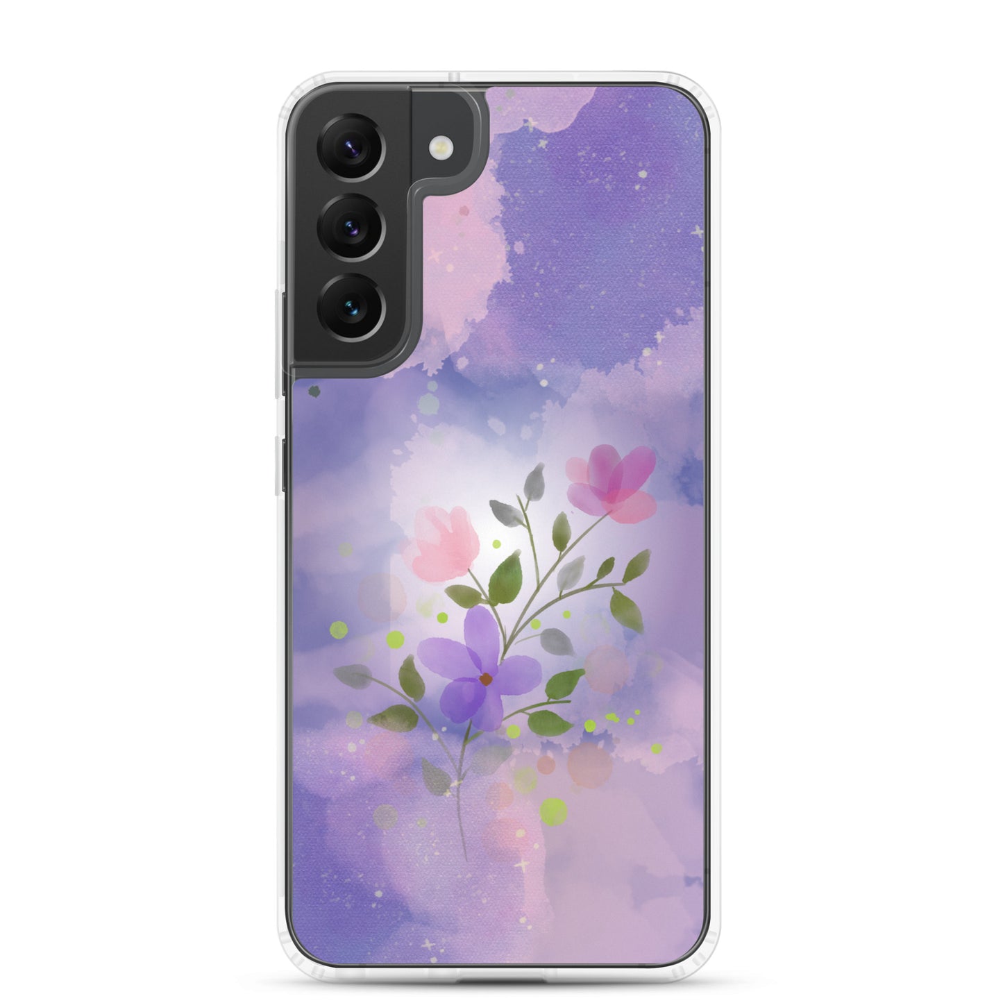 abstract Samsung phone case, flowers on a lilac Bg