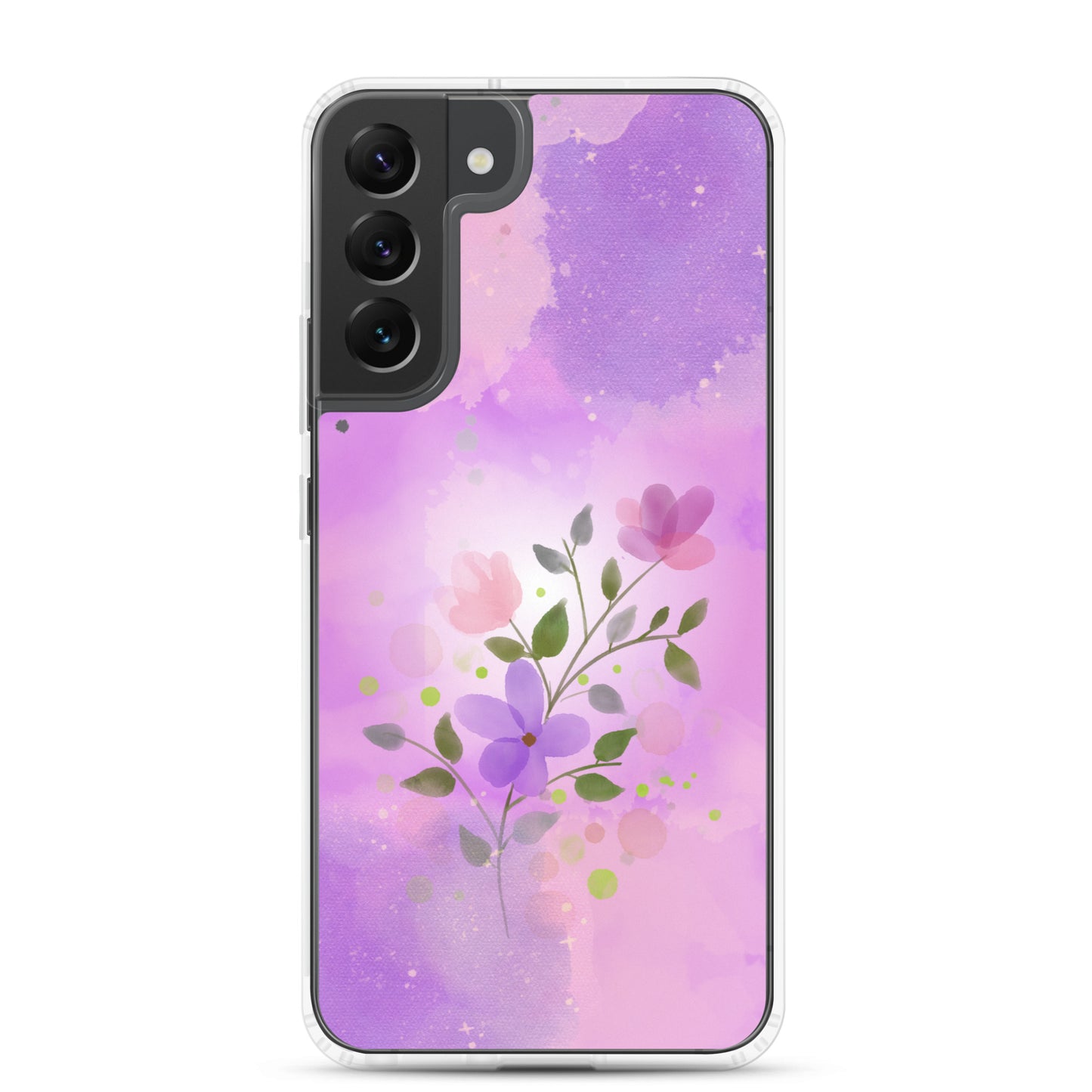 abstract Samsung phone case, flowers on pink Bg