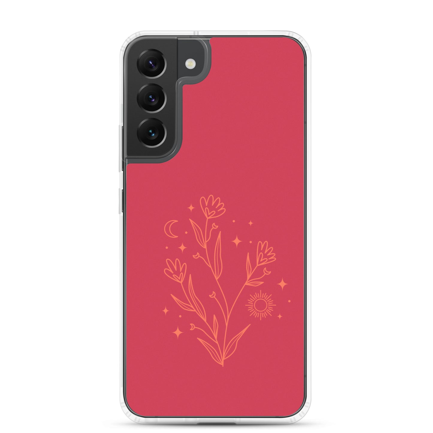 abstract Samsung phone case flowers on red Bg