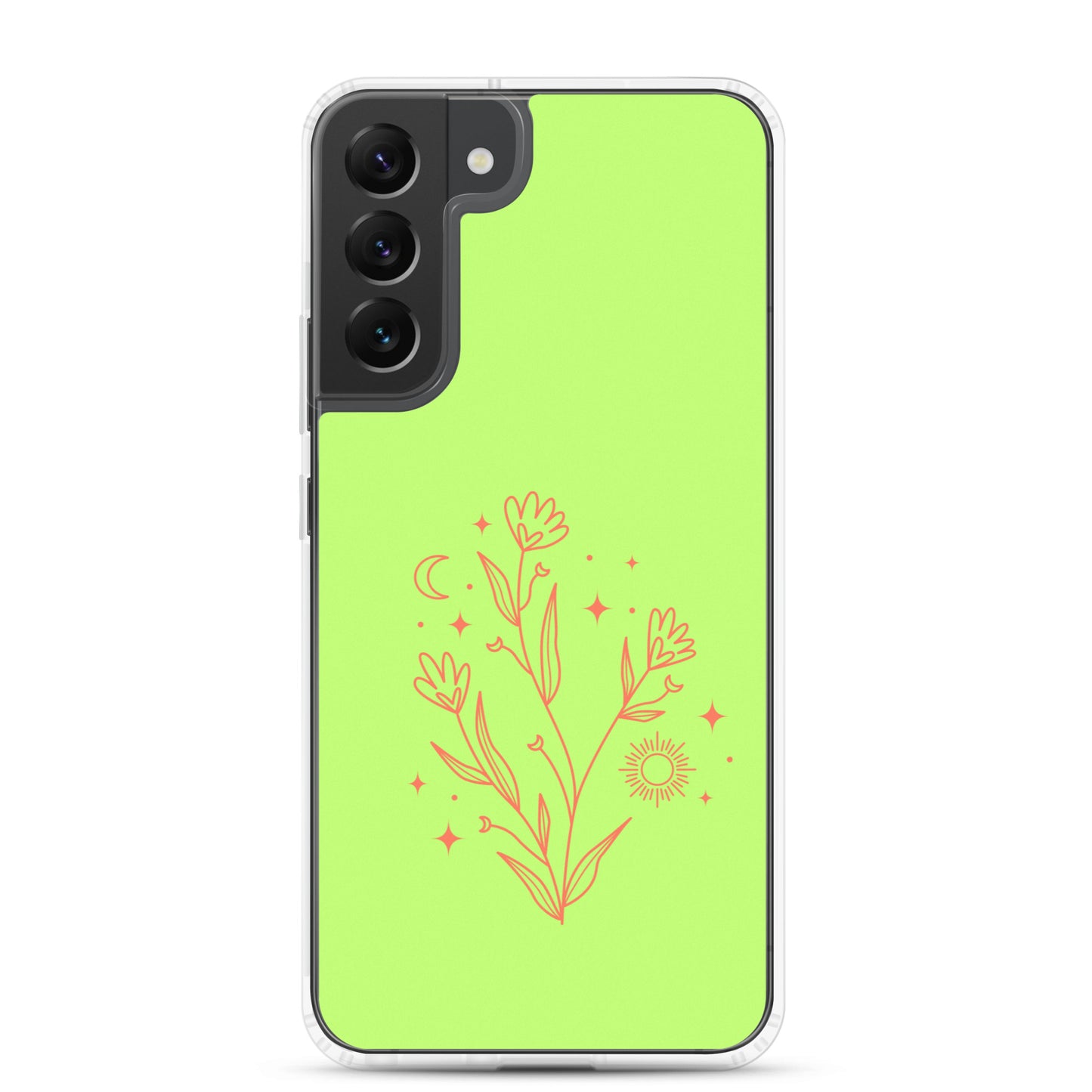 abstract Samsung phone case on a light green Bg