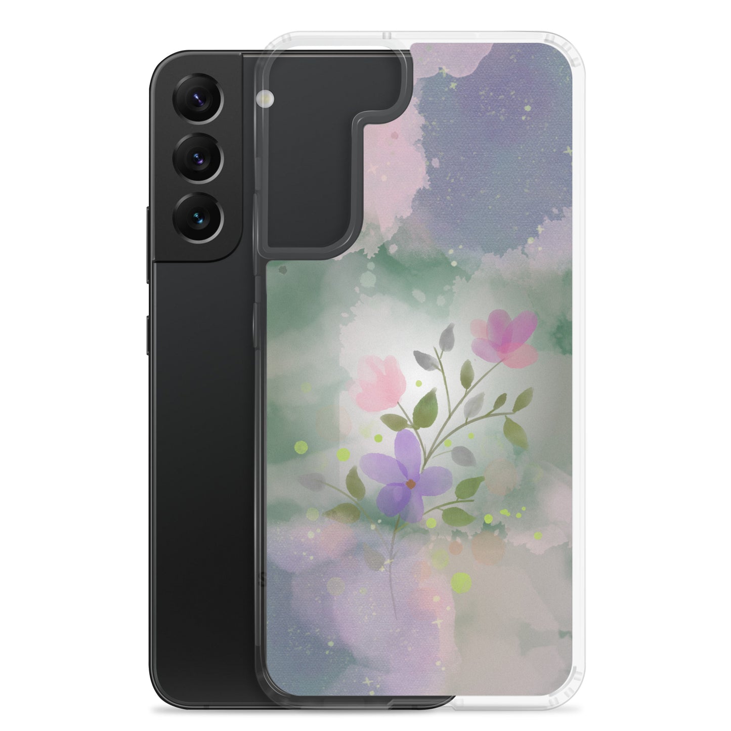 abstract Samsung phone case, flowers on mixed colour Bg