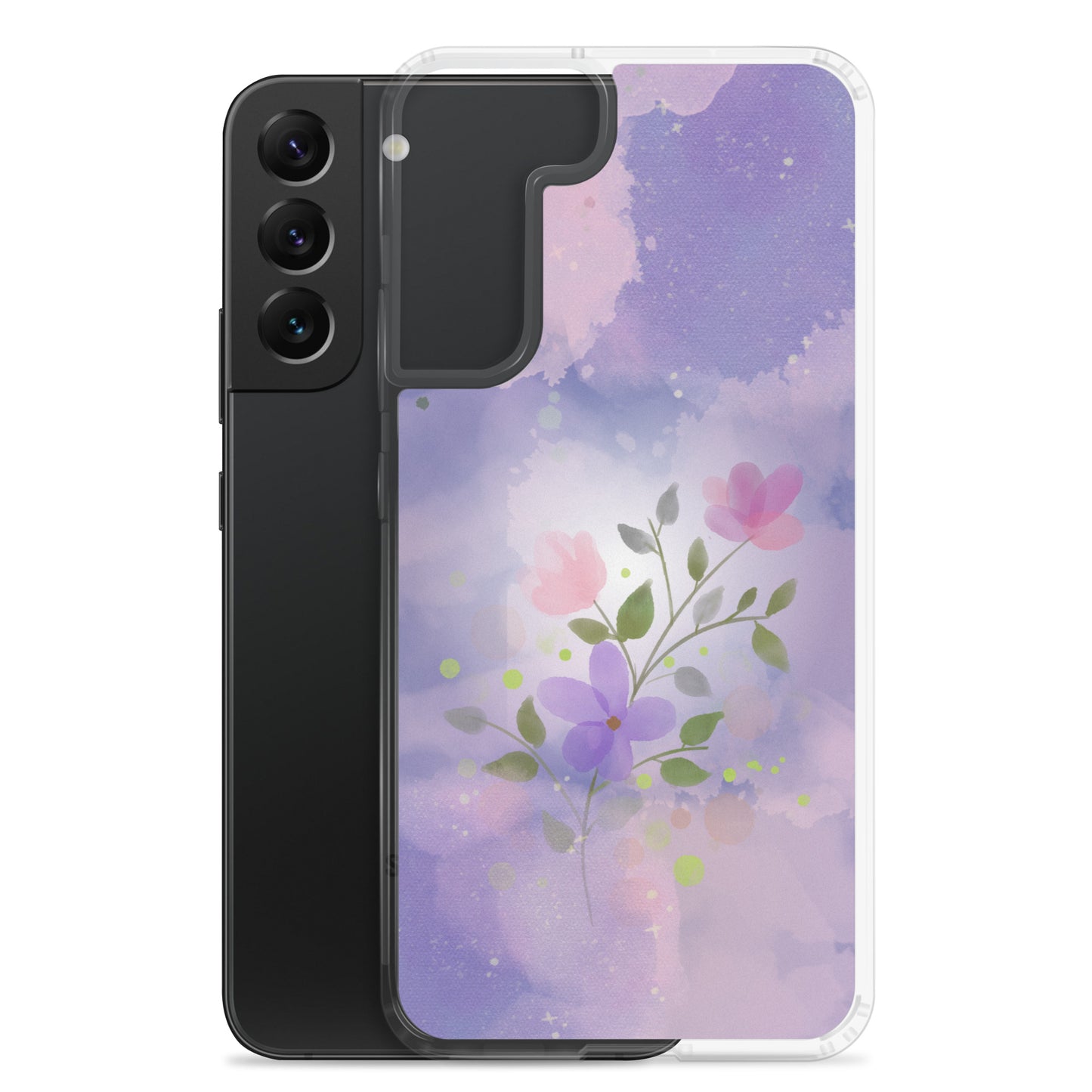 abstract Samsung phone case, flowers on a lilac Bg