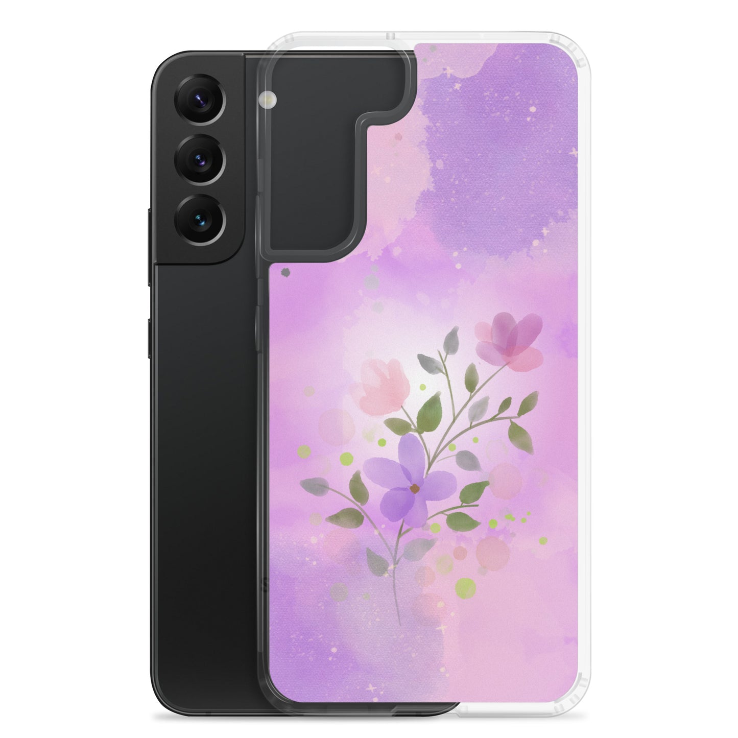 abstract Samsung phone case, flowers on pink Bg