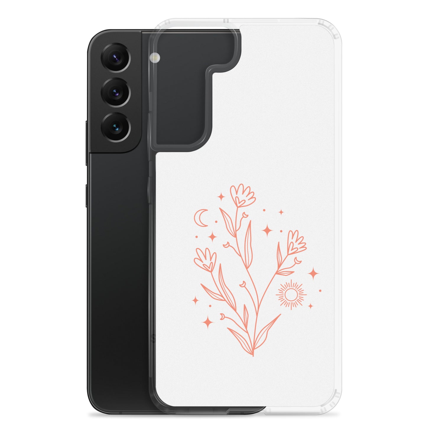 abstract Samsung phone case flowers on white Bg