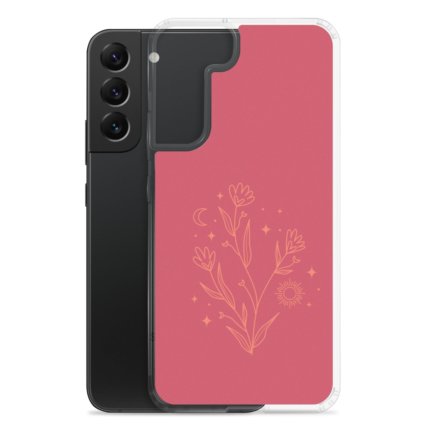 abstract Samsung phone case flowers on red Bg