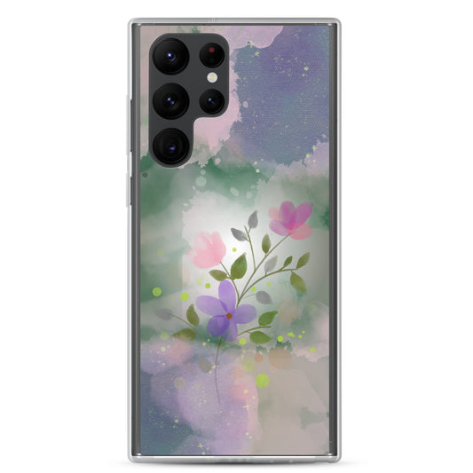 abstract Samsung phone case, flowers on mixed colour Bg