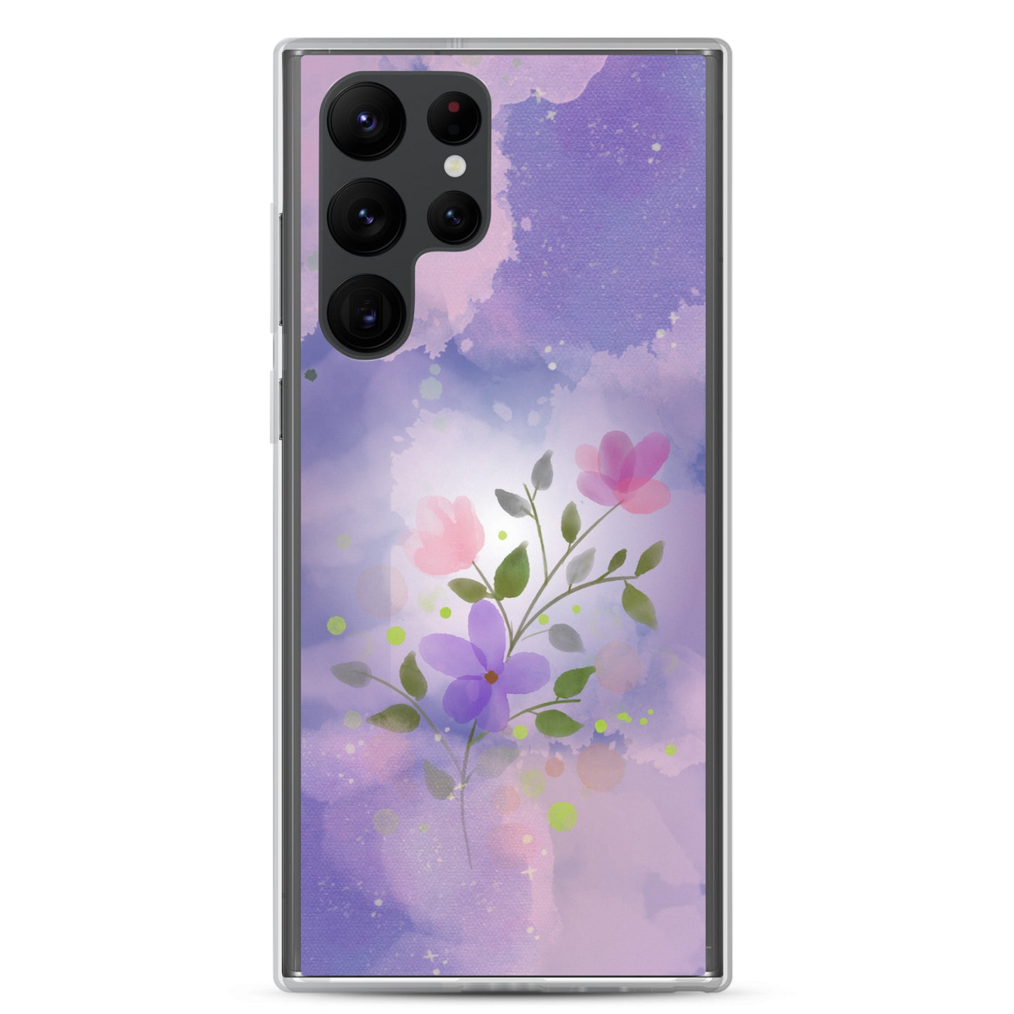 abstract Samsung phone case, flowers on a lilac Bg