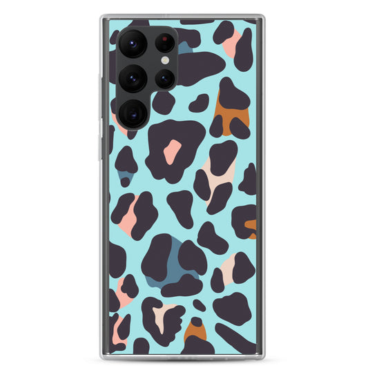 abstract Samsung phone case blue leopard print