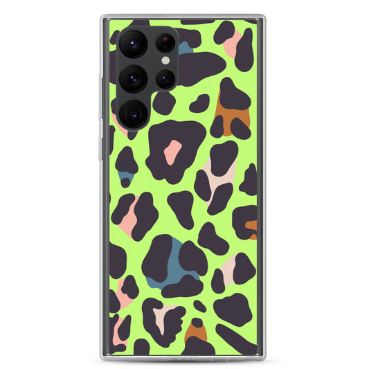 abstract Samsung phone case green leopard print