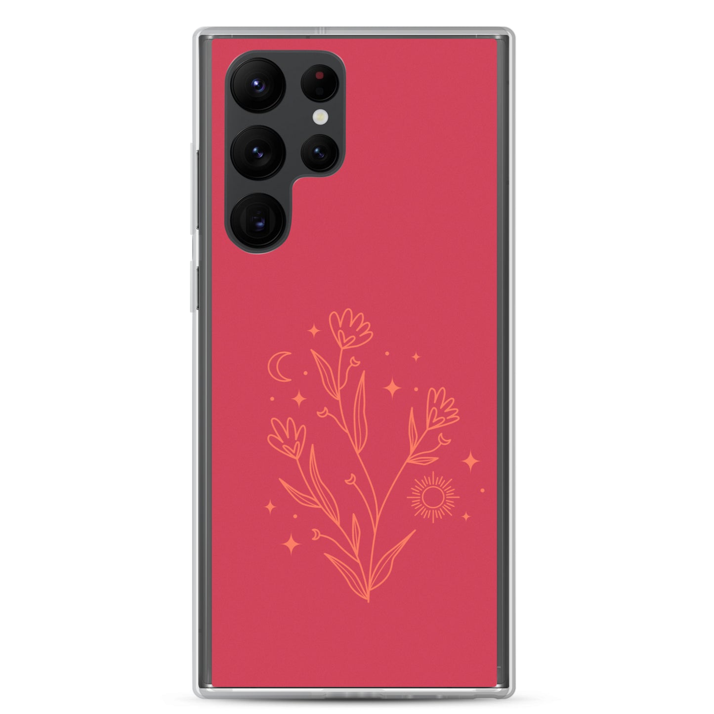 abstract Samsung phone case flowers on red Bg