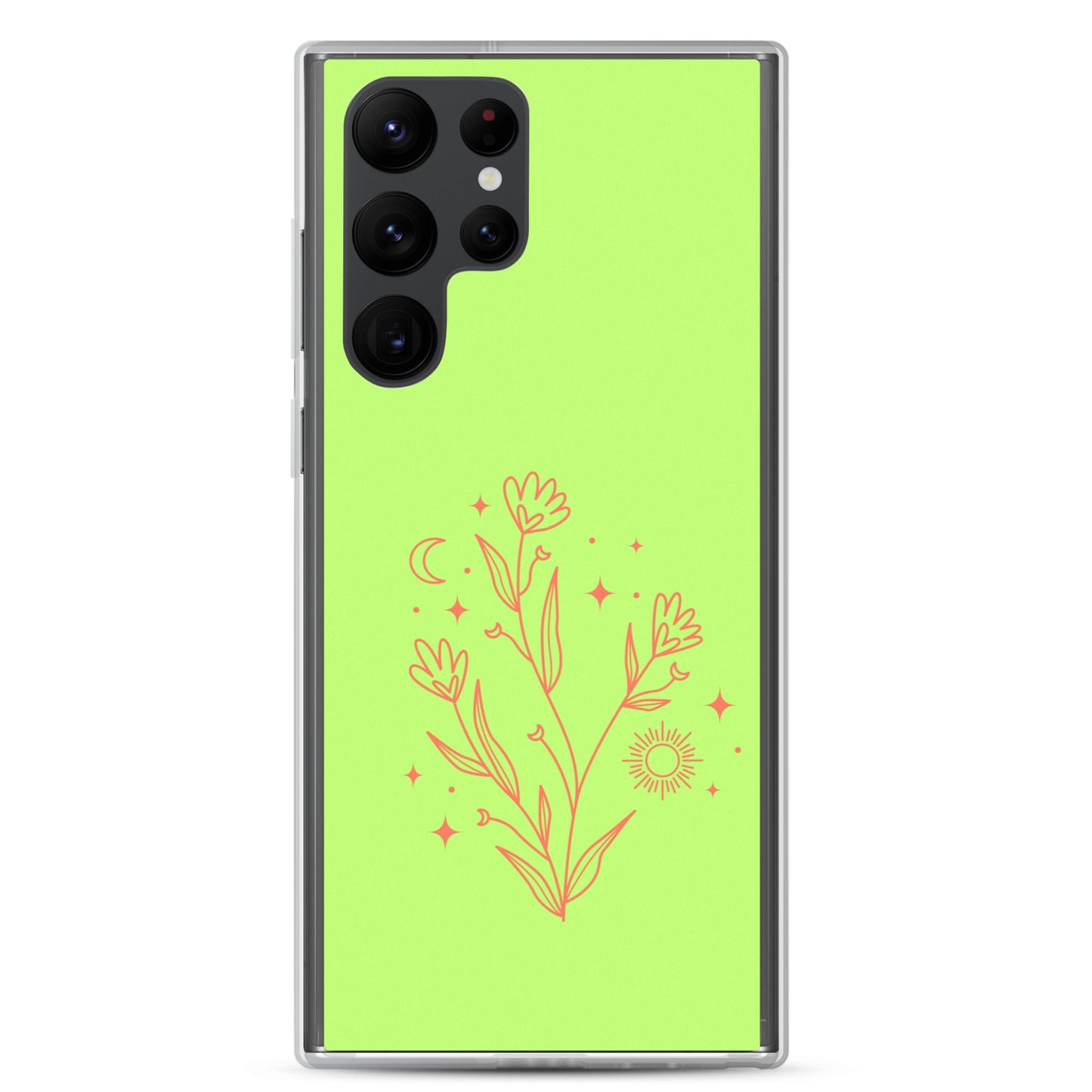 abstract Samsung phone case on a light green Bg