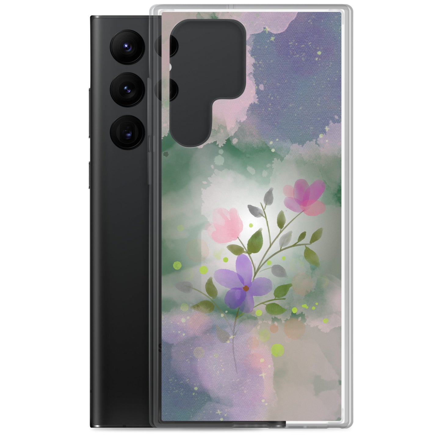 abstract Samsung phone case, flowers on mixed colour Bg