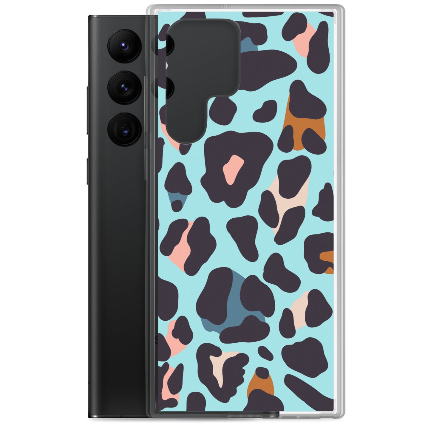 abstract Samsung phone case blue leopard print