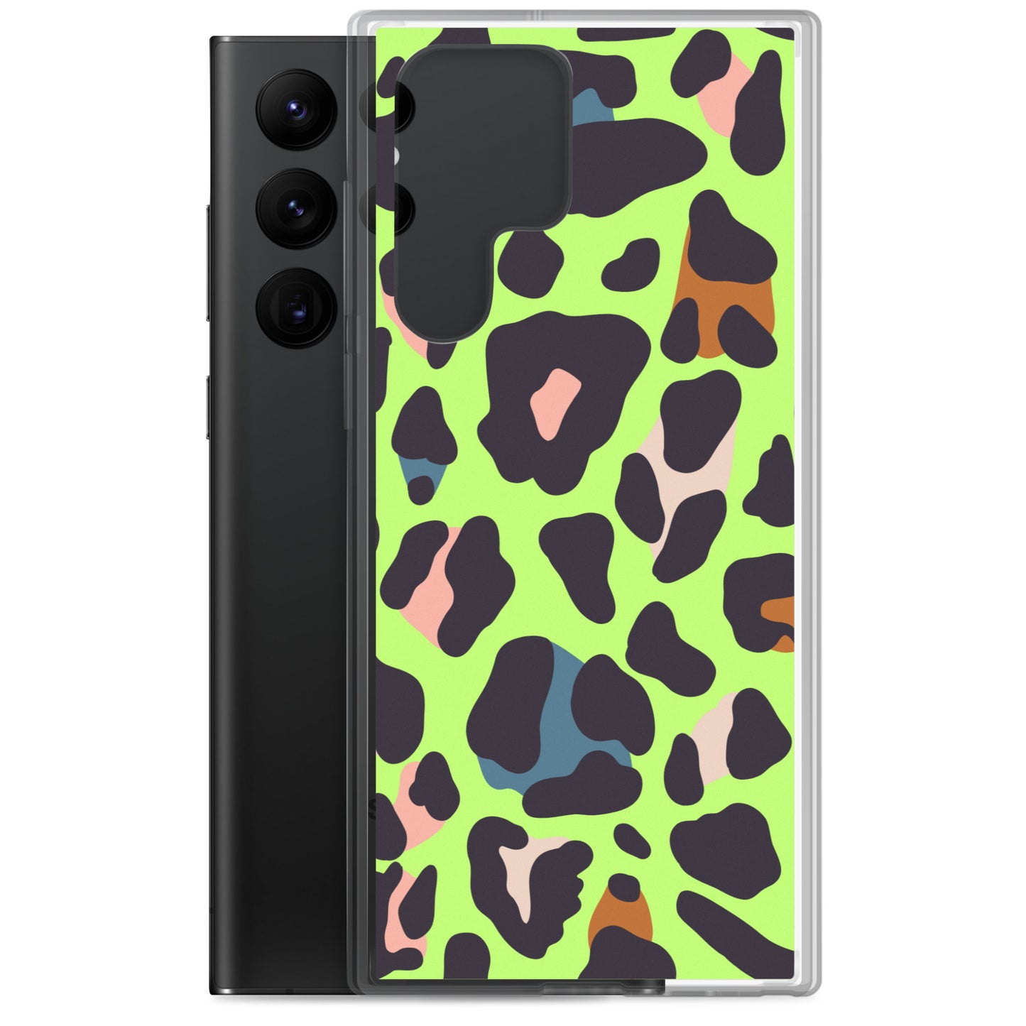 abstract Samsung phone case green leopard print