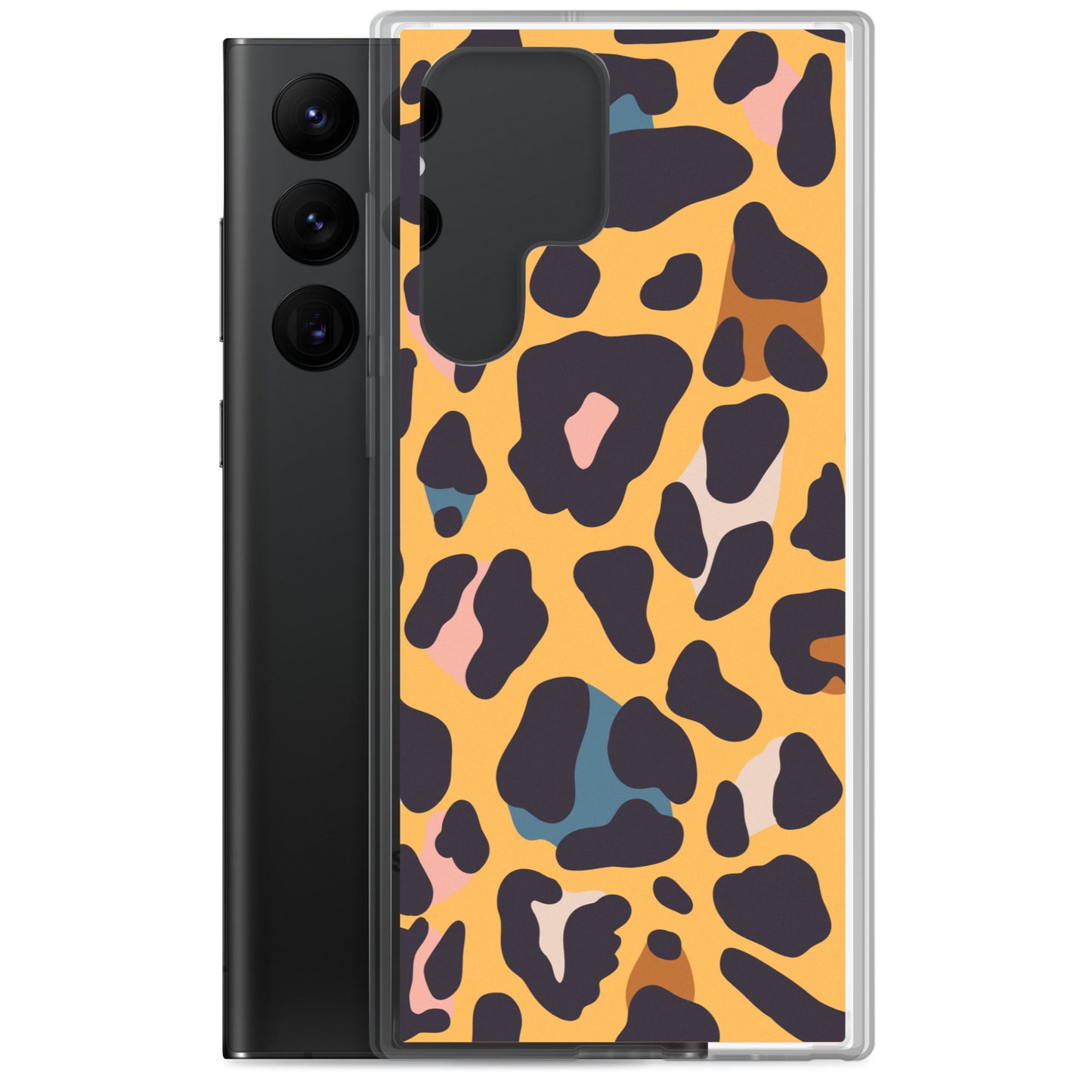 abstract Samsung phone case orange leopard print