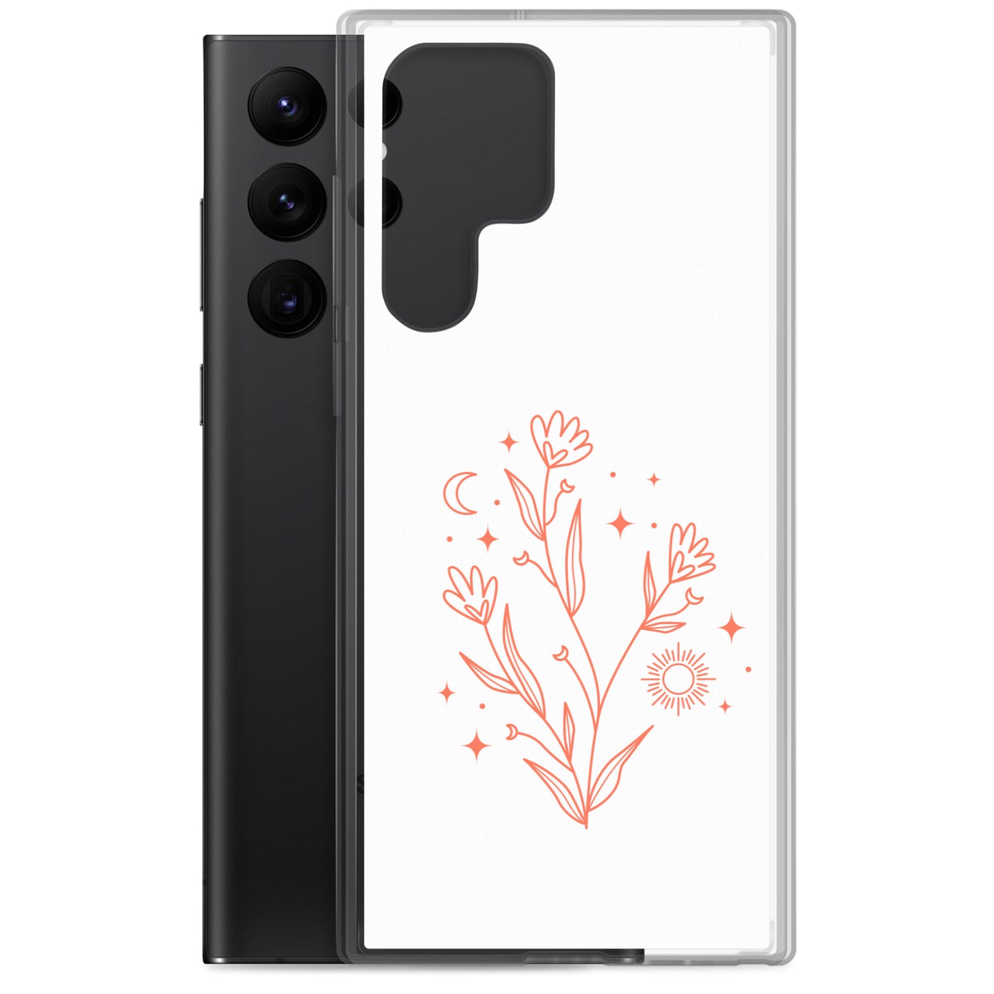 abstract Samsung phone case flowers on white Bg