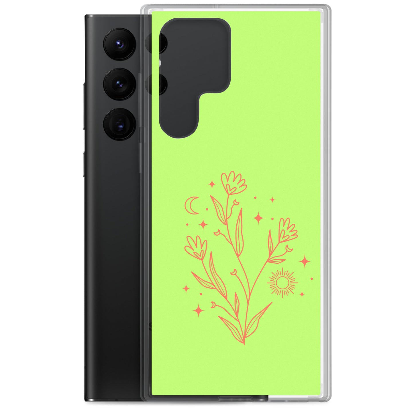 abstract Samsung phone case on a light green Bg